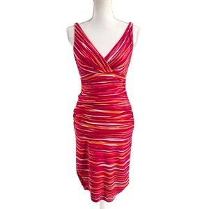 Lauren Ralph Lauren Womens Size 2 Sherbert Striped Side Ruched Body-Con Dress